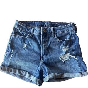 Old Navy Women's Distressed Blue Jean Shorts Size 10 High Rise Western Cowgirl